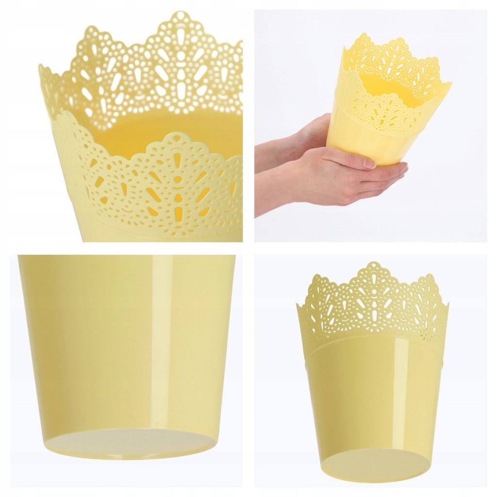 Vaso da fiori KADAX, vaso da fiori, coperchio, alto, in plastica, 16,5 cm, giallo