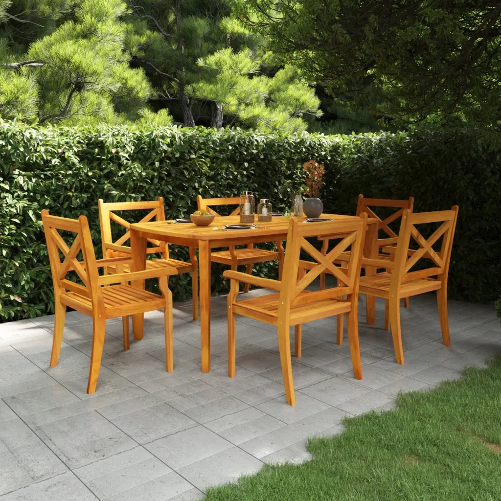 Set da Pranzo per Giardino 7 pz in Legno Massello di Acacia 3058004