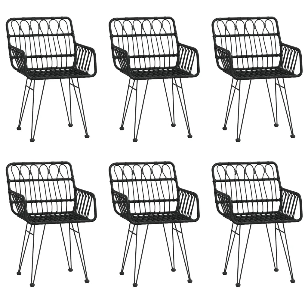 Set da Pranzo da Giardino 7 pz Nero in Polyrattan 3157856
