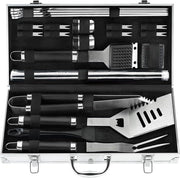 Set di accessori per griglia da 21 pezzi - Attrezzatura per barbecue in acciaio inossidabile con rivestimento - Set di barbecue da esterno per campeggio - Regalo per il padre