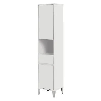 Armadio bagno da terra L. 40 cm Way bianco lucido con vano a giorno