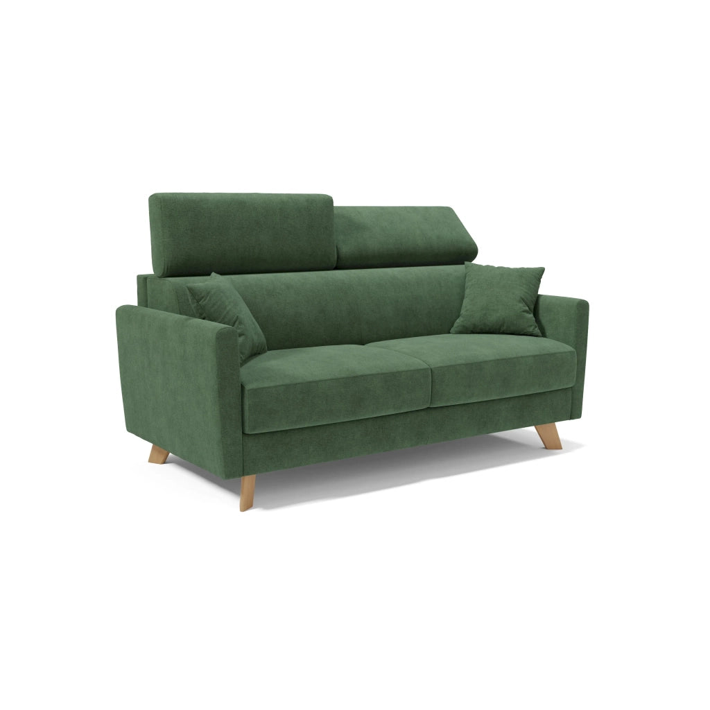 Francy Divano letto matrimoniale con poggiatesta regolabili in tessuto impermeabile e smacchiabile T17 160 cm (mat. 120x197) verde