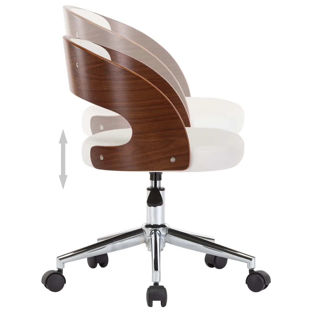 Sedia da Pranzo Girevole Bianca in Legno Ricurvo e Similpelle cod mxl 24970
