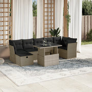 Set Divano da Giardino 8pz con Cuscini Grigio Chiaro Polyrattan