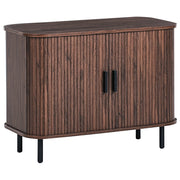 Credenza retrò ad ante scorrevoli MDF Gambe in metallo Legno scuro camera da letto soggiorno