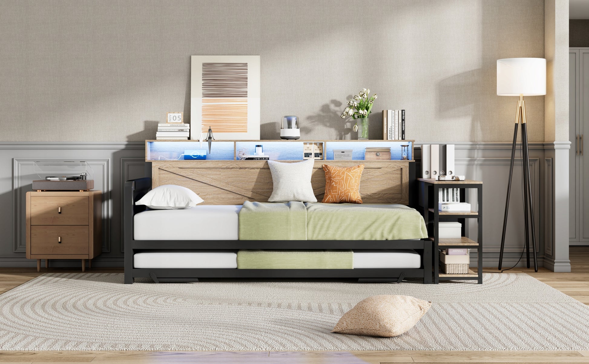 Letto a una piazza e mezza in metallo - Xylo - 90x200 - Nero - Letto pieghevole