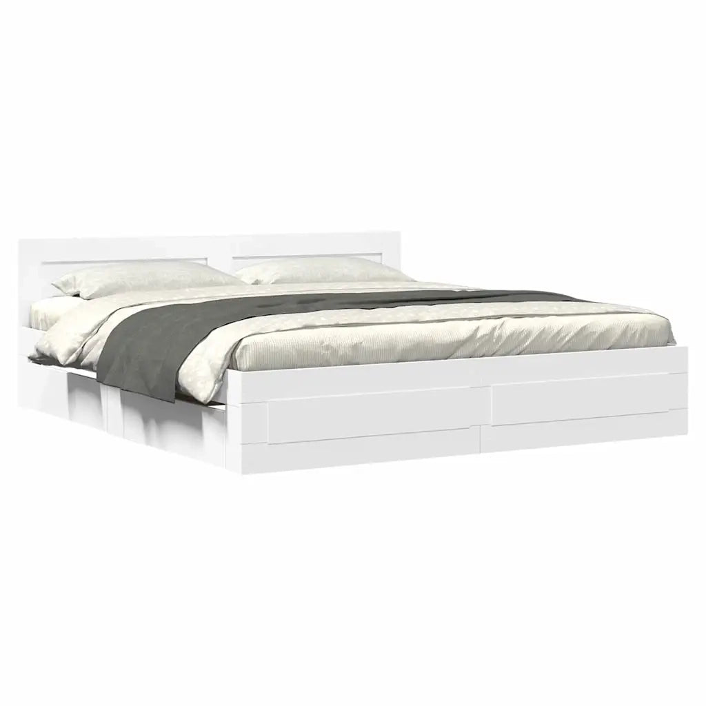 Struttura del letto 2 pcs Bianco 193 x 203 cm Legno multistrato 3402859