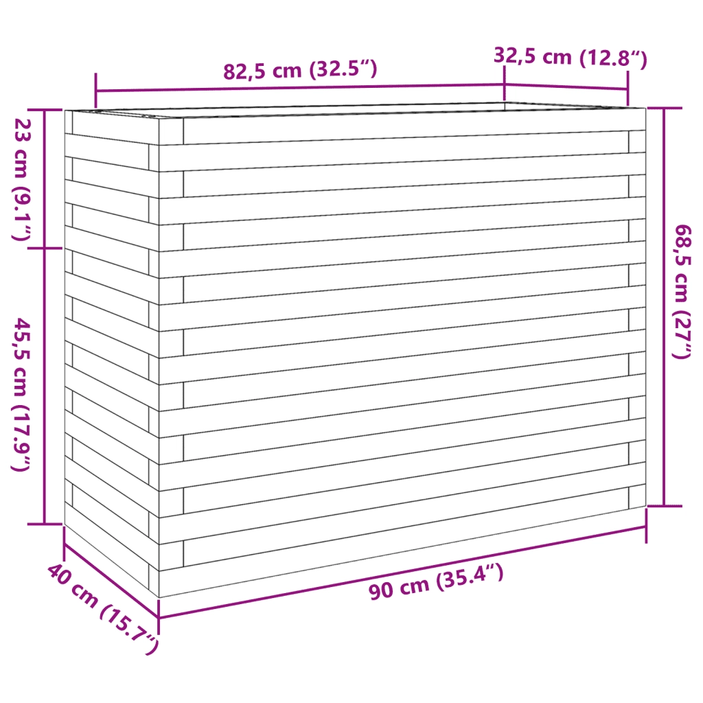 Fioriera Giardino Marrone Cera 90x40x68,5cm Legno Massello Pino 3282491