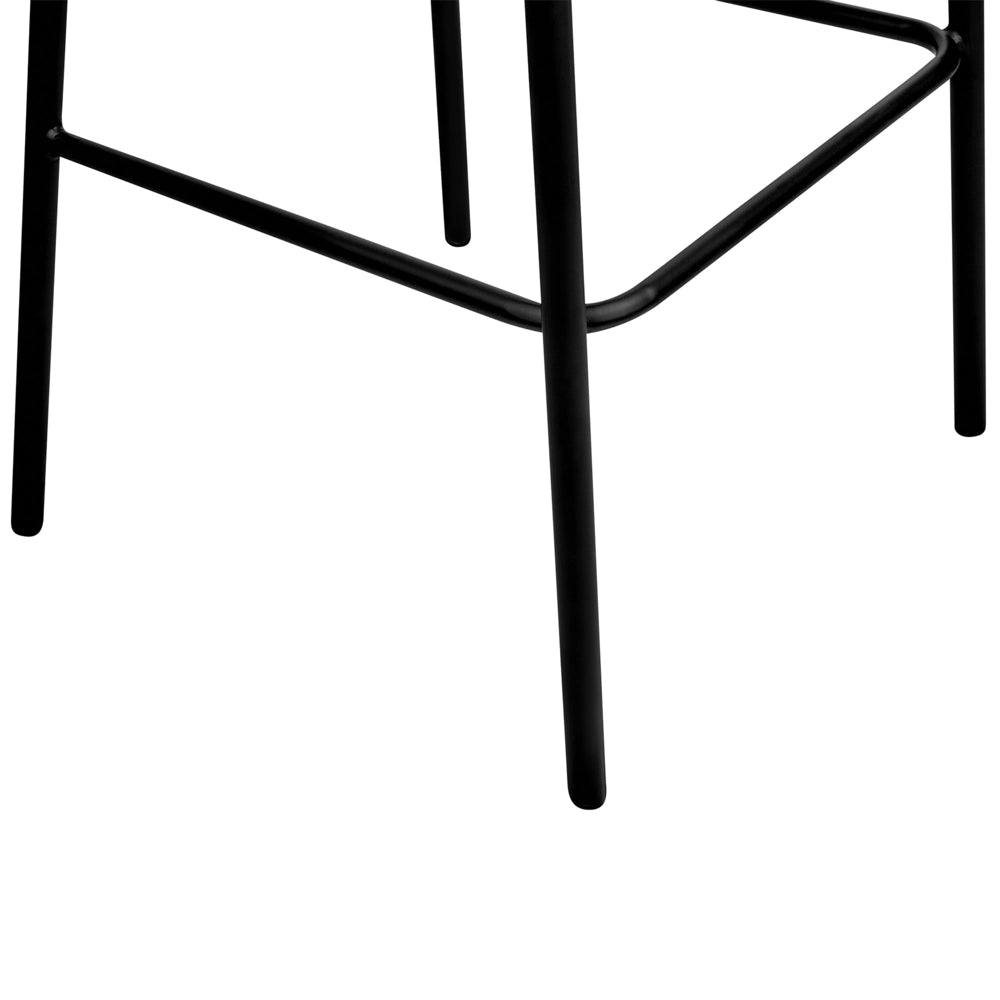 Set di 2 sedie da bar Rivestimento in bouclé bianco Gambe in metallo nero Sgabelli senza braccioli Schienale curvo Sala da pranzo moderna Cucina