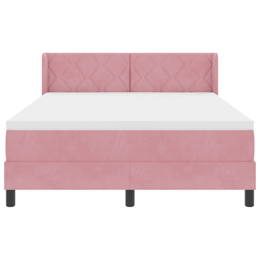 Letto Box Spring  con Materasso Rosa 160x200 cm Velluto