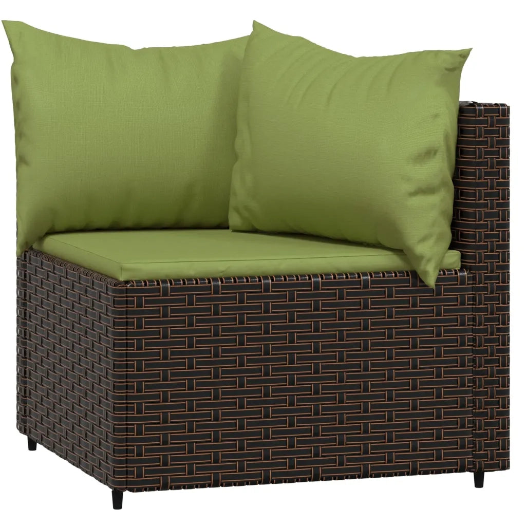 Set Mobili da Giardino 4 pz con Cuscini in Polyrattan Marrone 319840