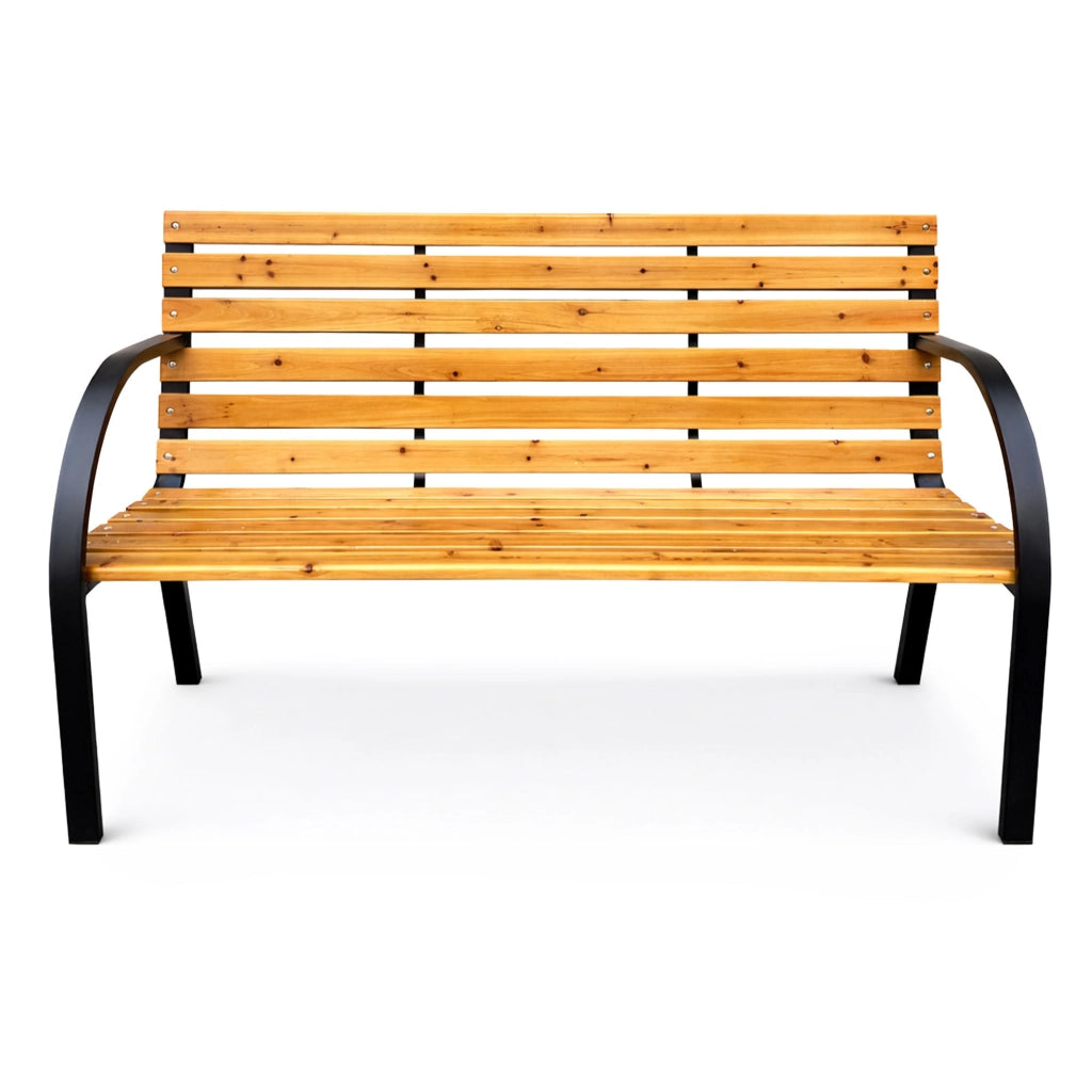 Panchina da giardino DALIA con legno laccato e gambe in acciaio larghezza 122 cm