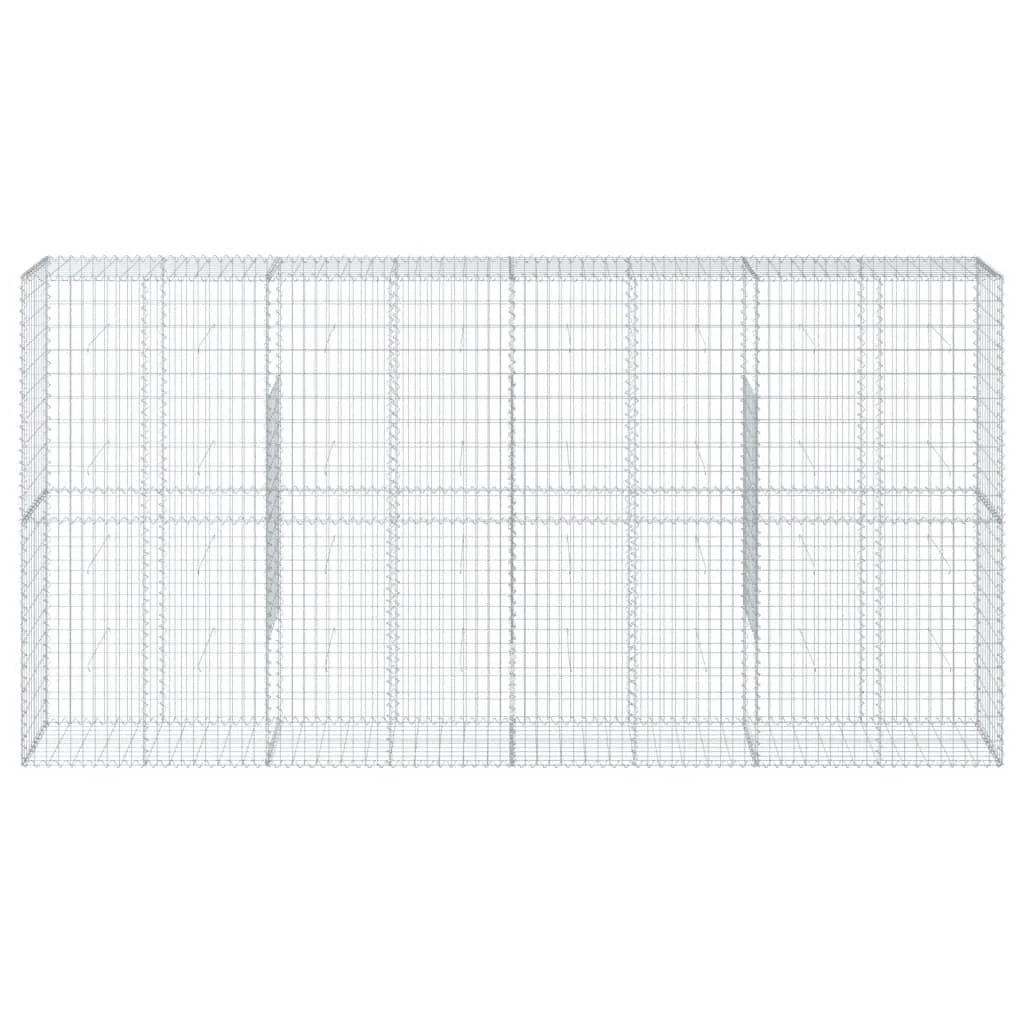 Gabbione recinto a gabbia muro di contenimento con coperchio 400 x 50 x 200 cm ferro zincato argento 02_0040165