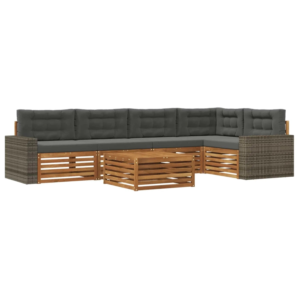 Set di divani da esterno 6 pz Naturale e Antracite Poliestere 3383400