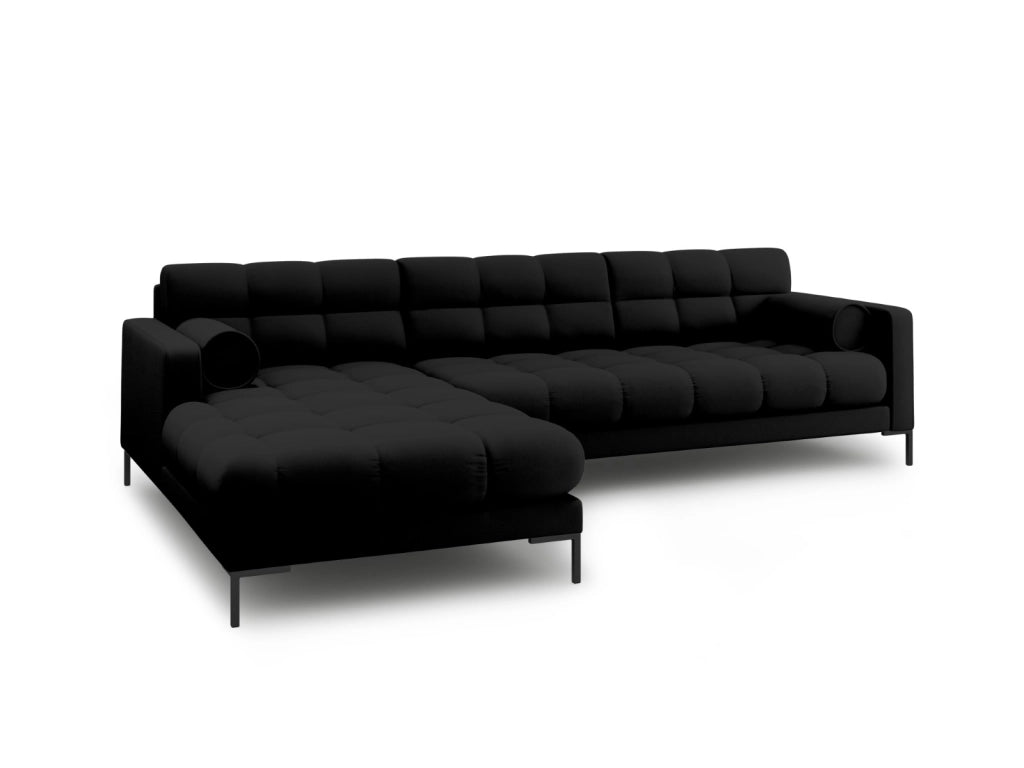 Cosmopolitan Design - Divano angolare sinistro "Bali" 5 posti in tessuto strutturato nero 
