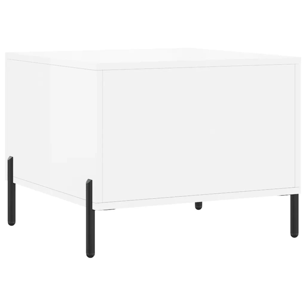 Tavolini Salotto 2pz Bianco Lucido 50x50x40cm Legno Multistrato