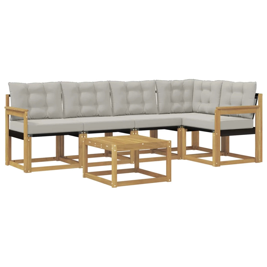 Set di divani da esterno 6 pz Bianco e Grigio Chiaro 3389493
