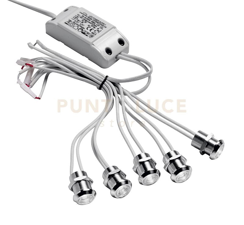 GFA923C- MODULO DA 5 FARETTI LED 3000K 750LM 5X1W D.2CM DA INCASSO COLORE ALLUMINIO