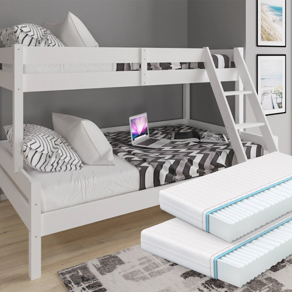 Vitalispa Letto a castello Bianco 140x200 / 90x200 cm con 2 materassi