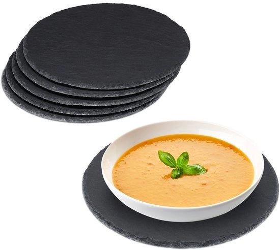 Servizio da pizza - 6 pezzi - cerchio - 25 cm - pizzabord - descrivibile - antracite