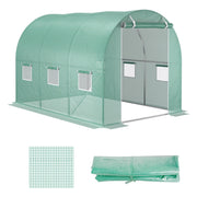 Telo di Ricambio per Serra da Giardino 3x2x2 m con 6 Finestre e Porta Avvolgibile Verde