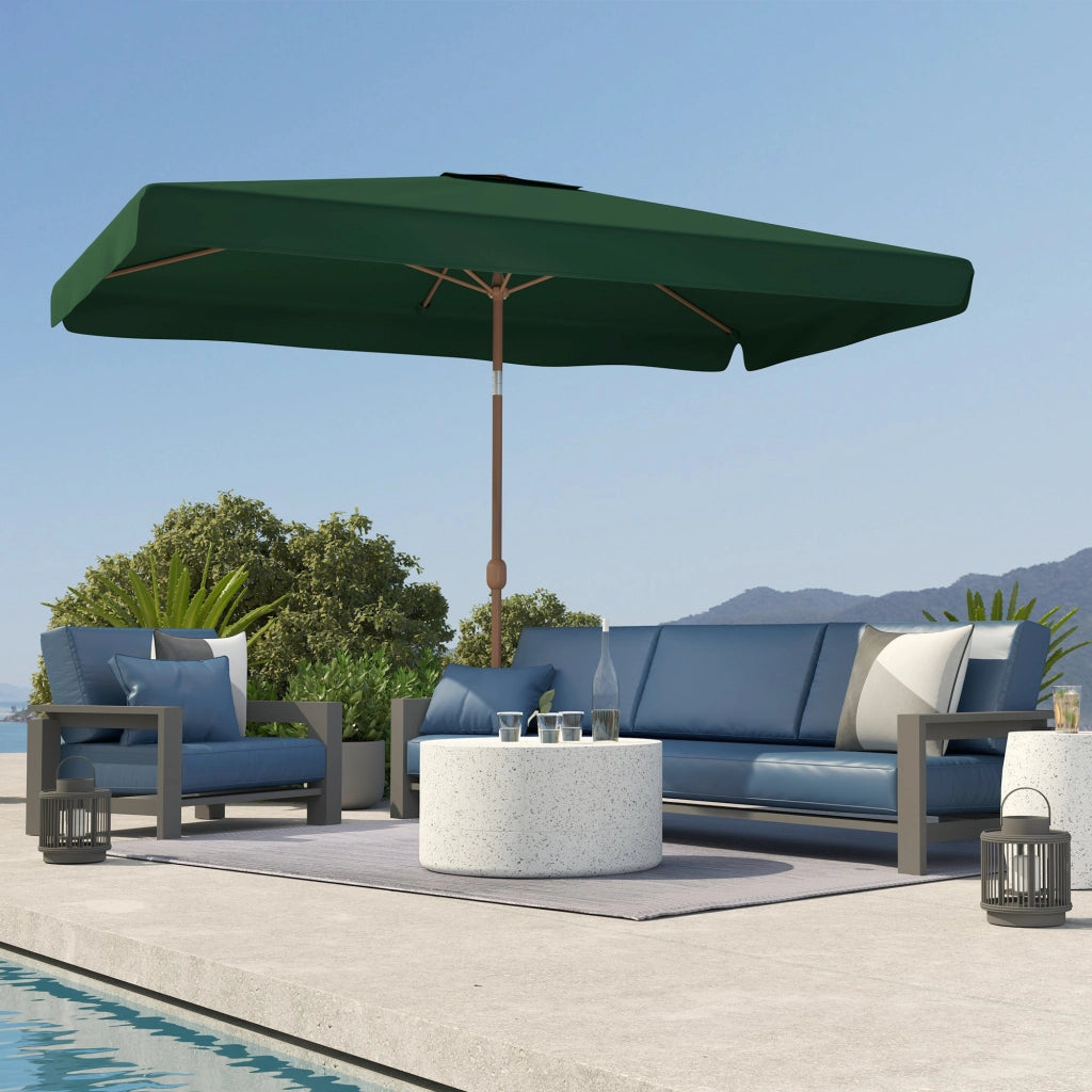 Ombrellone da Giardino 300x200x235H cm Inclinabile e Anti UV 50+ Verde