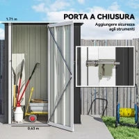 Casetta Porta Attrezzi Capanno in Acciaio Impermeabile 142x84x189cm