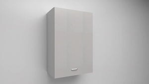 Pensile Cucina  in Legno Nobilitato Bianco Frassino, Mobile Alto con 1 Anta, Pensile Componibile Moderno Made in Italy (H72XL40XP33cm)