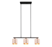 Lampada a sospensione, metallo e velluto, nero e tortora, L 66 cm, Julieta