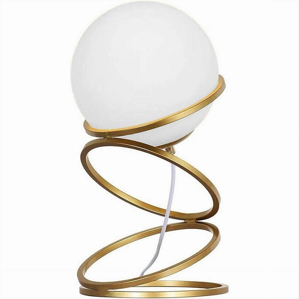 Trade Shop - Lampada Da Tavolo Minimalista Lume In Metallo Bronzo Con Sfera In Vetro G9 D31 -