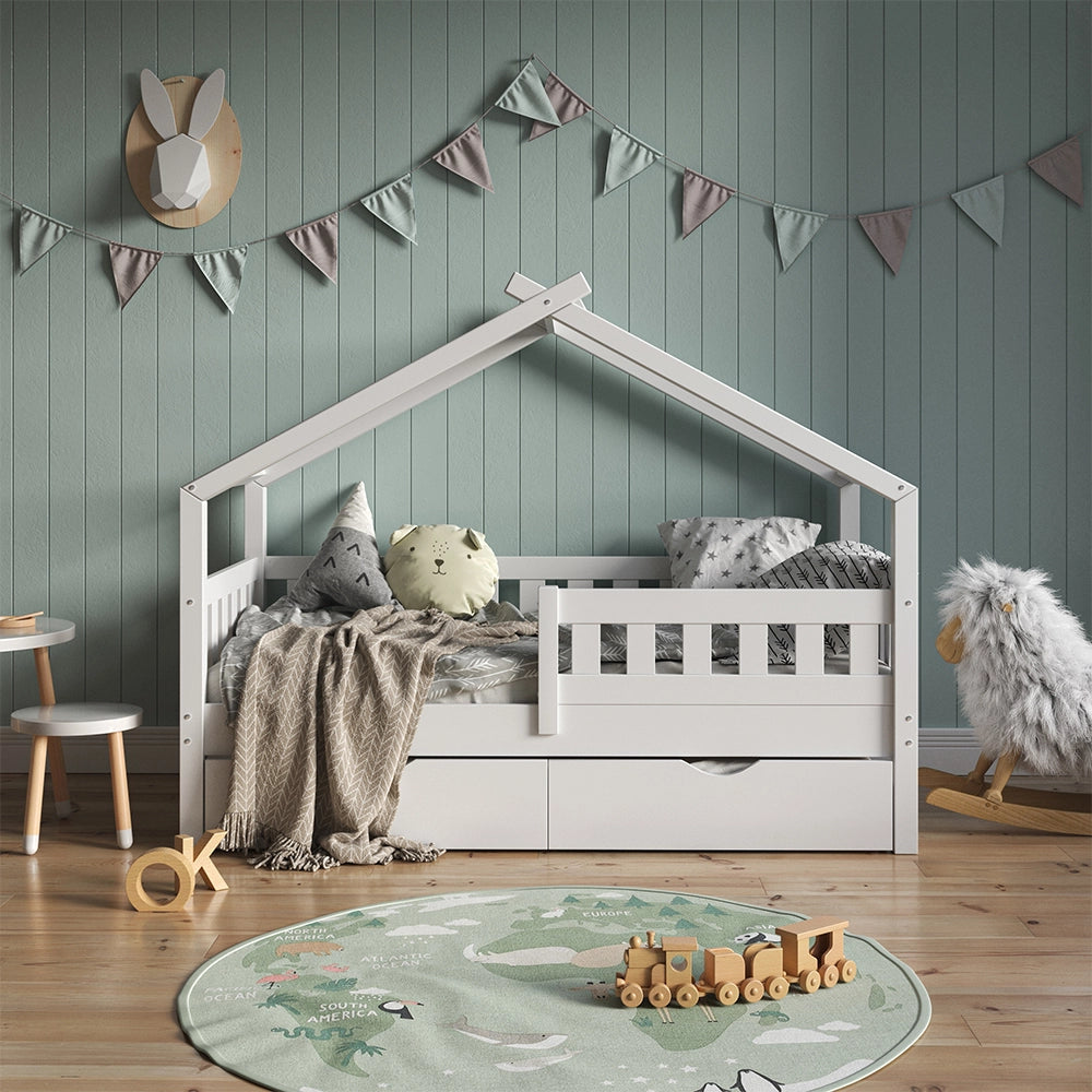 Vitalispa Letto montessori bambini Bianco 80x160 cm con letto per ospiti