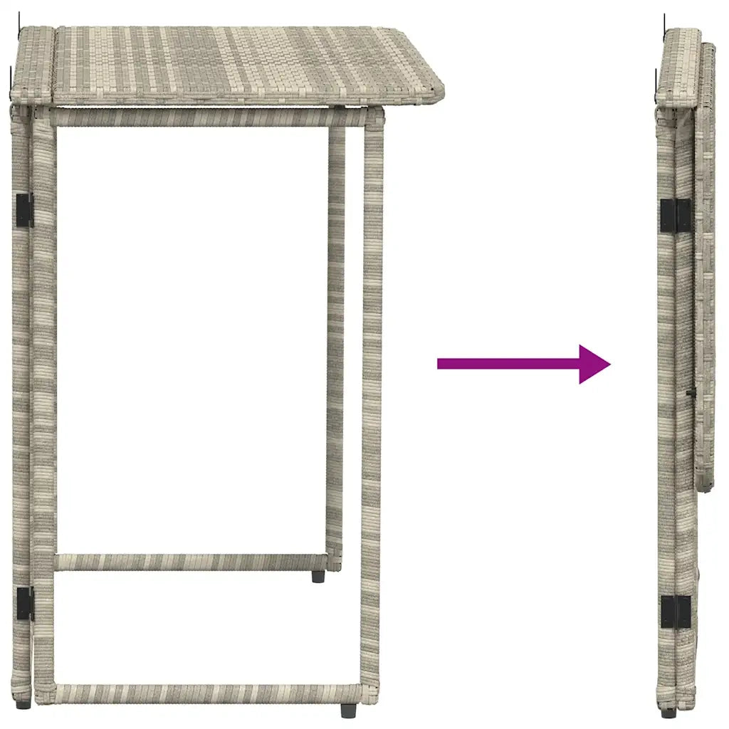 vidaXL Tavolo Giardino Pieghevole Grigio Chiaro 90x51x75 cm Polyrattan