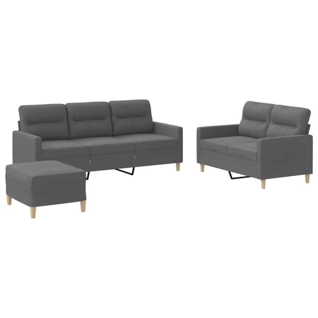 Set di Divani 3 pz con Cuscini Grigio Scuro in Tessuto 3201609
