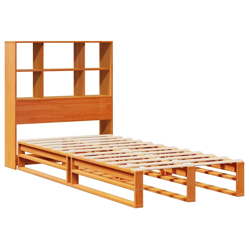 Letto Libreria senza Materasso-Struttura Letto con contenitore Marrone Cera 100x200 cm Legno 211519