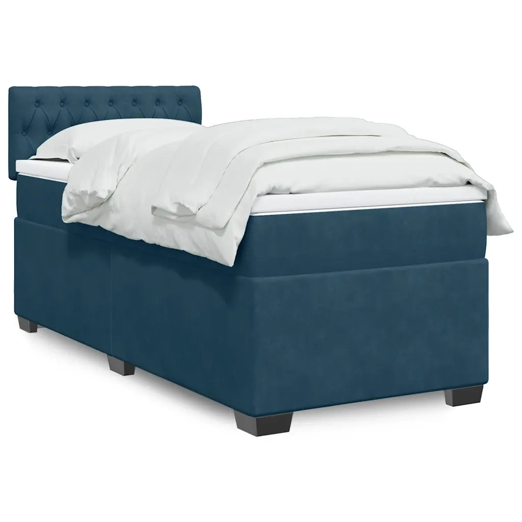 Giroletto a Molle con Materasso Blu Scuro 90x190 cm in Velluto 3286196