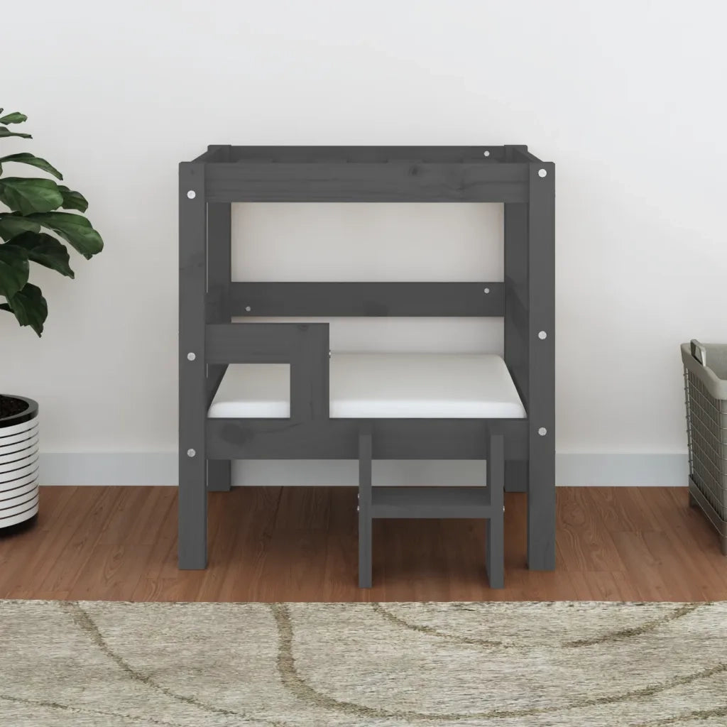 Cuccia per Cani Grigio 55,5x53,5x60cm in Legno Massello di Pino 822369
