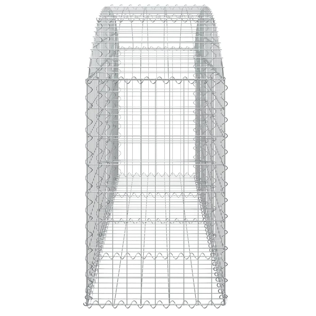 Cesto gabbione recinzione a gabbia muro di contenimento ad arco 200 x 50 x 80/100 cm ferro zincato argento 02_0040047