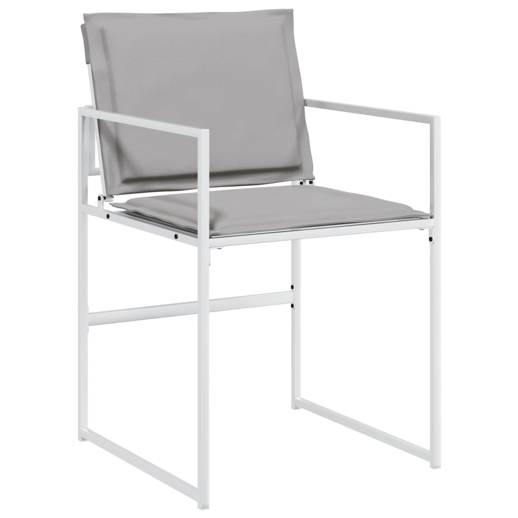 Set da Pranzo da Giardino 9 Pezzi con Cuscini Bianchi in Textilene e Acciaio