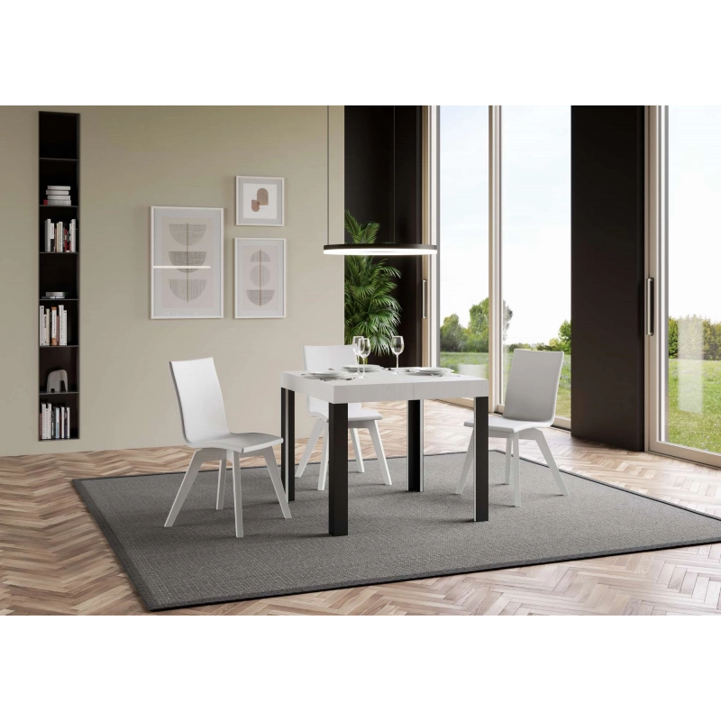 Tavolo allungabile 90x90/246 cm Linea telaio Antracite - Bianco Frassino