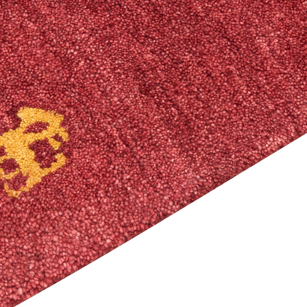 Tappeto Gabbeh di lana rossa fatto a mano con motivo animale 80 x 150 cm stile boho soggiorno camera da letto