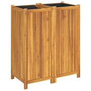 Fioriera | Cassetta per fiori | Vaso Giardino con Rivestimento 84x42x100 cm Massello Acacia