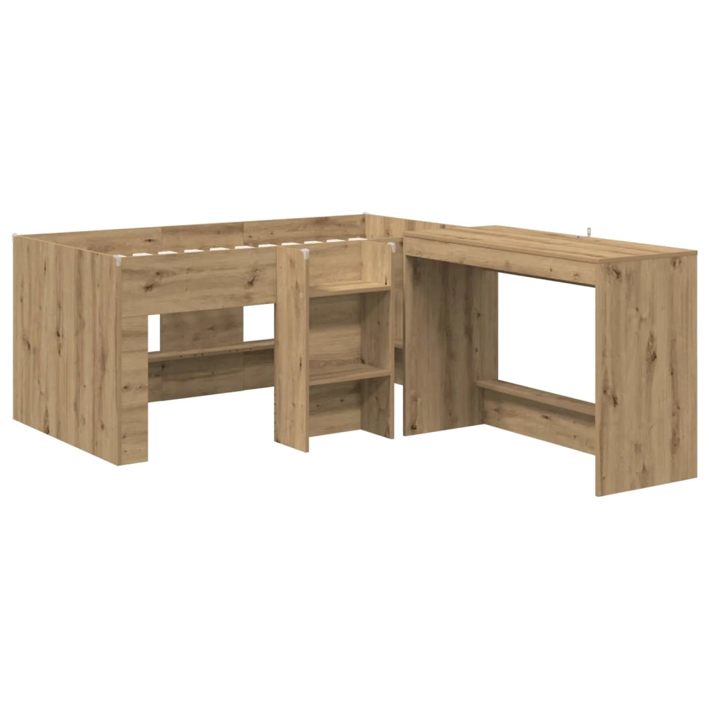 Letto alto per bambini con scrivania 2 pz Rovere Artigianale 3423469