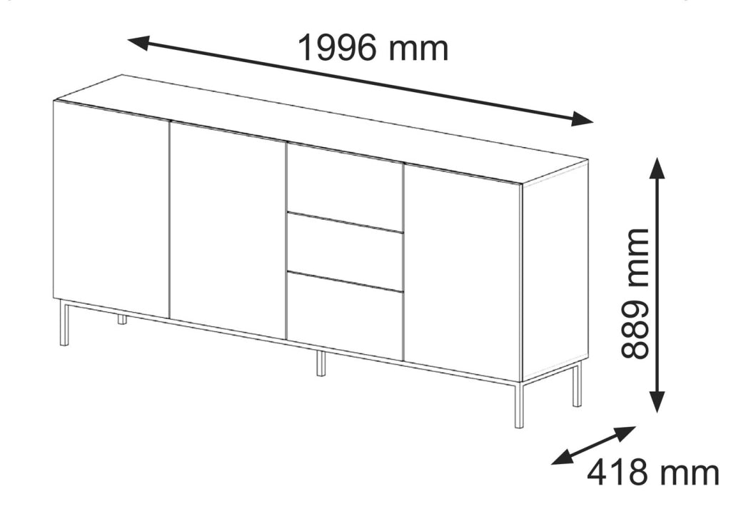 MOBILE RAVENNA B MOBILE IN MDF RIVESTITO IN FOGLIO 3D3S 200 BIANCO OPACO TELAIO NERO