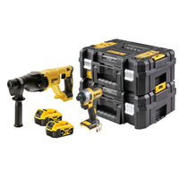 KIT DEWALT 18V DCH133 + DCF787 – Tassellatore SDS-Plus + Impulsi, 2 Batterie 4Ah