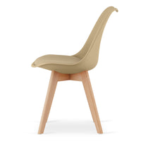 Sedia VALORA RIXK - Design moderno beige scuro con gambe in faggio x 3