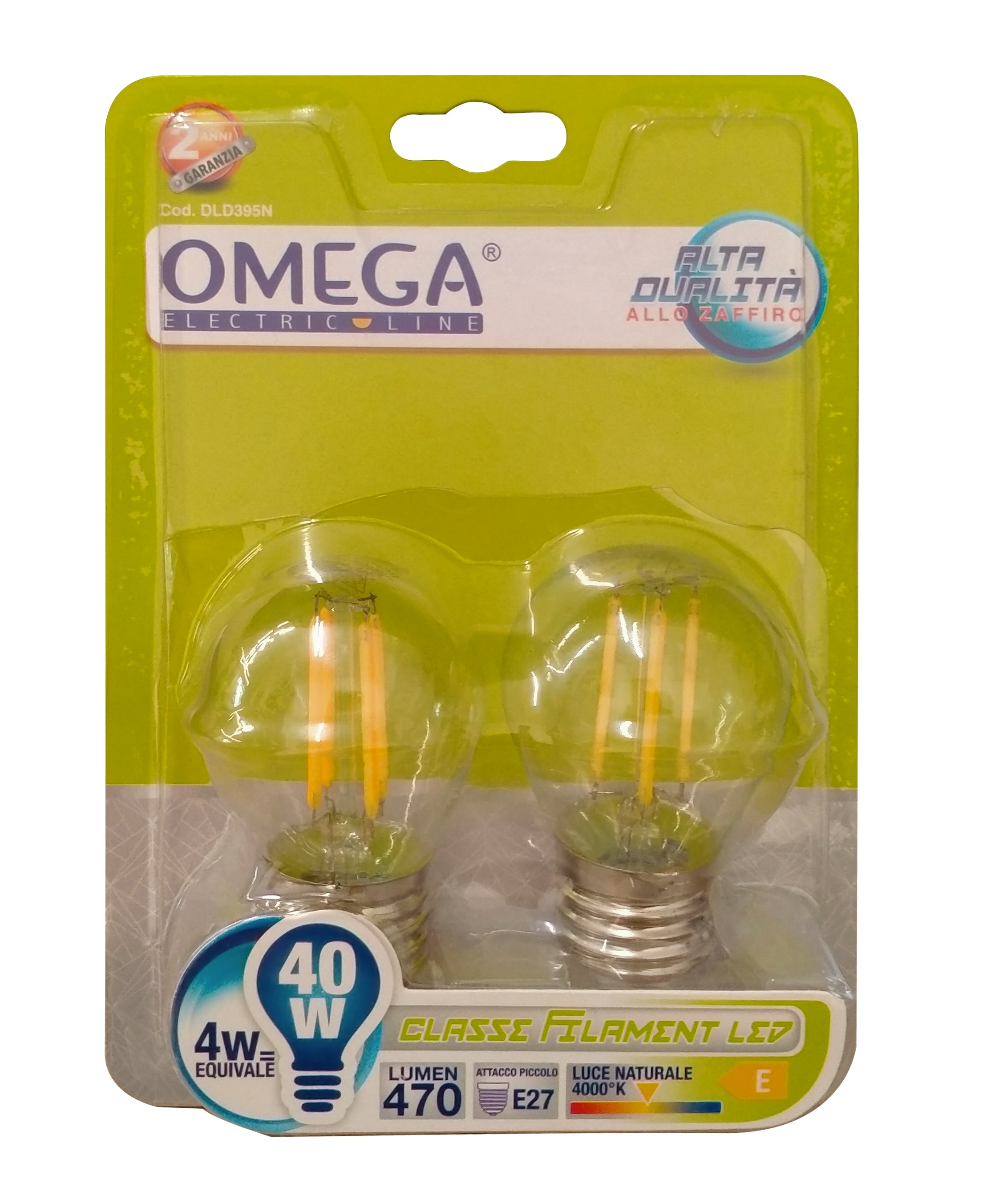 SET 2 PEZZI FILAMENT G45 4W 470LM 4000K E27 E