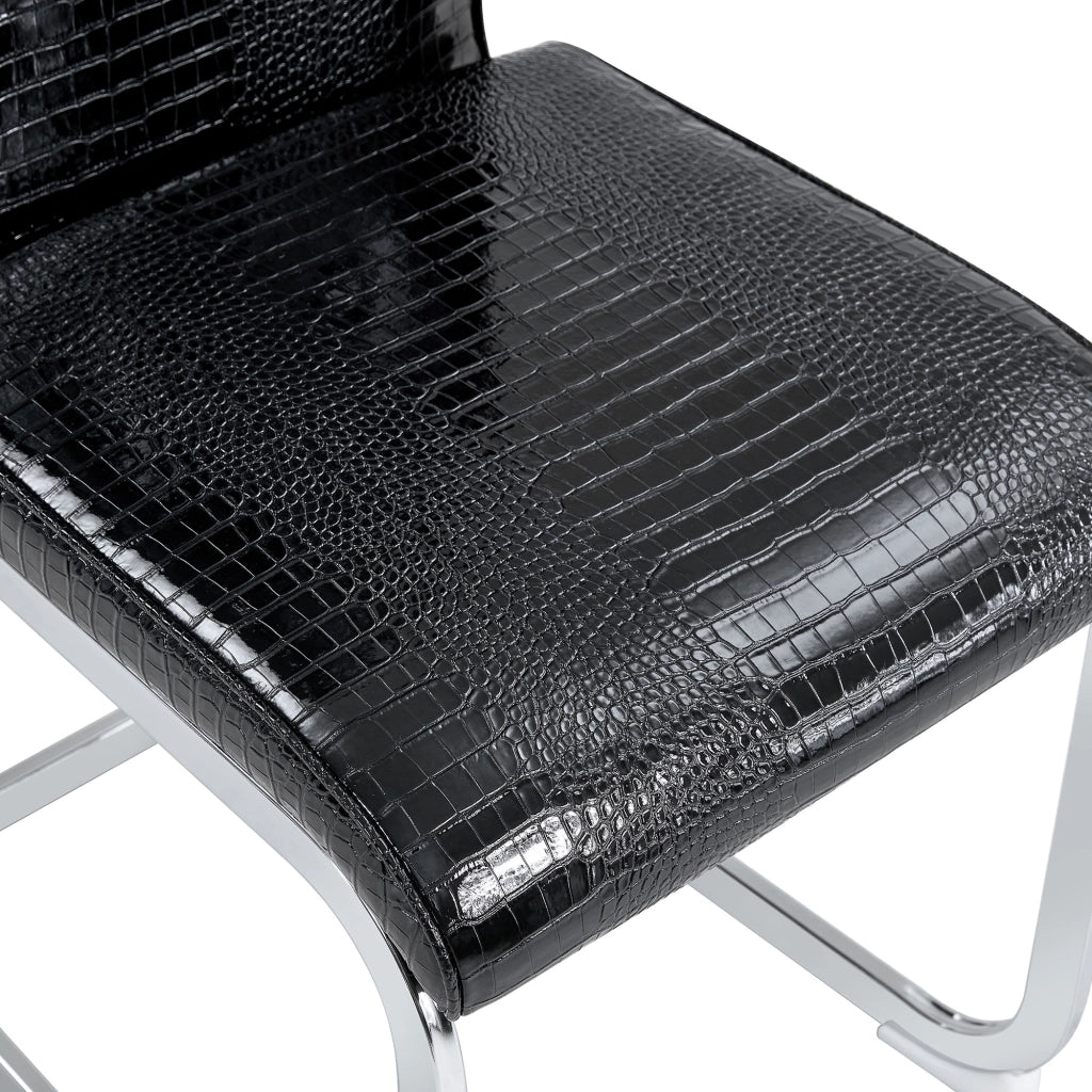 SEDIA Imbottita in PVC Nero con Struttura in Metallo Cromato