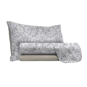 Set lenzuola Singolo stampa sopra Sotto e Federe Ornato Grigio