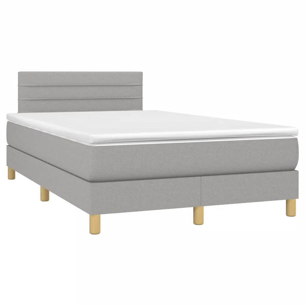 Giroletto a Molle con Materasso Grigio Chiaro 120x190cm Tessuto