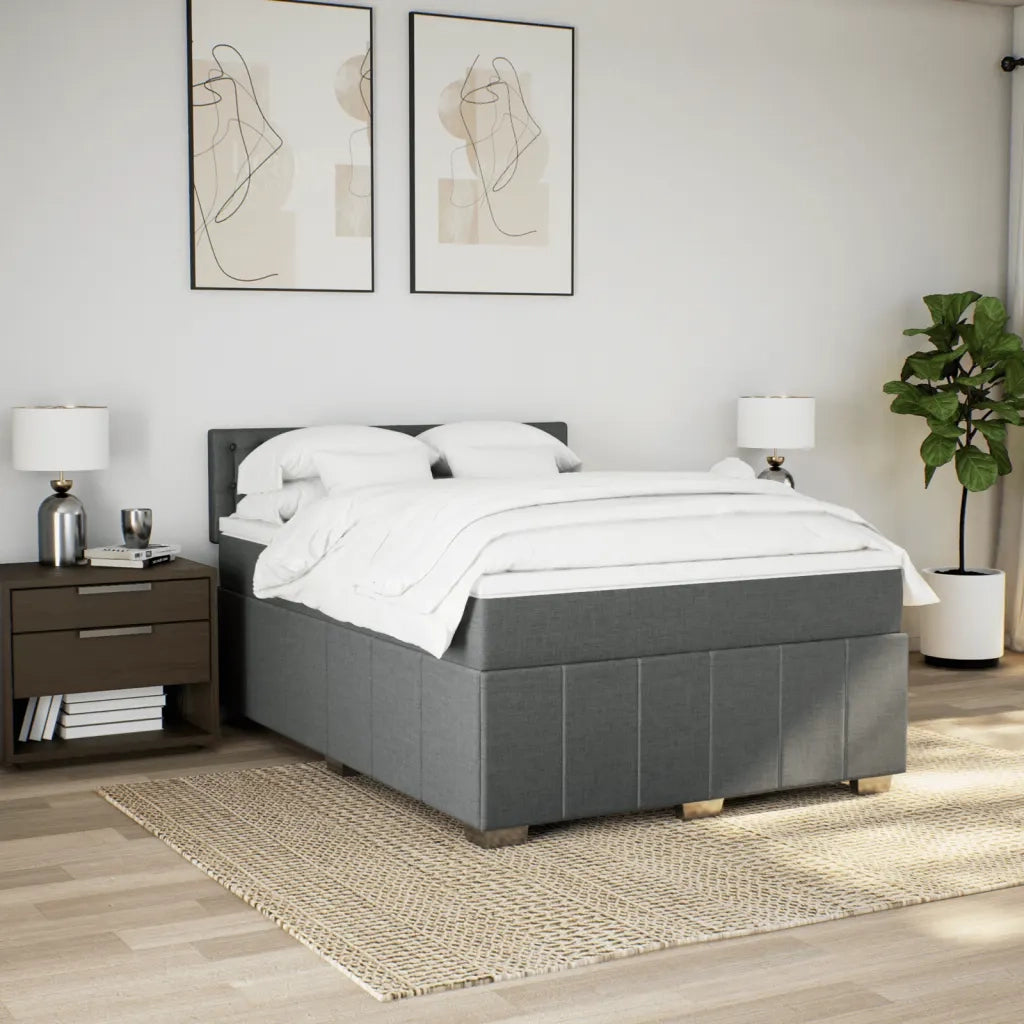 Giroletto a Molle con Materasso Grigio Scuro 140x190 cm Tessuto